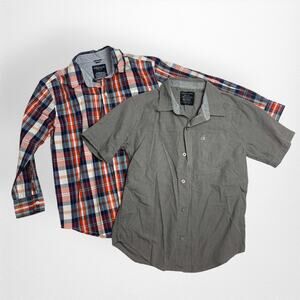 Lot of 2 Boys Button‎ Down Shirts Calvin Klein Nautica Size 10/12